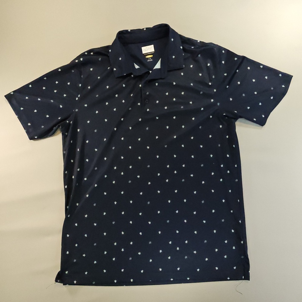 Greg Norman Play Dry Mens Navy Blue Sea Turtle Print Golf Polo Shirt Large
